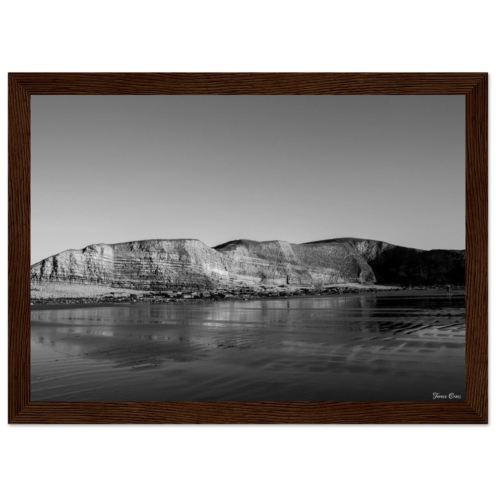 Natures Presentation - Mountains in Rhoose Wales UK - Premium Matte Paper Poster - Wooden Framed