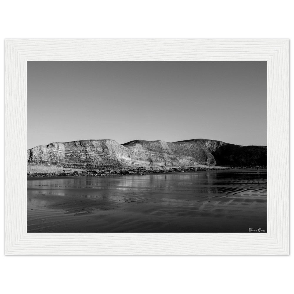 Natures Presentation - Mountains in Rhoose Wales UK - Premium Matte Paper Poster - Wooden Framed