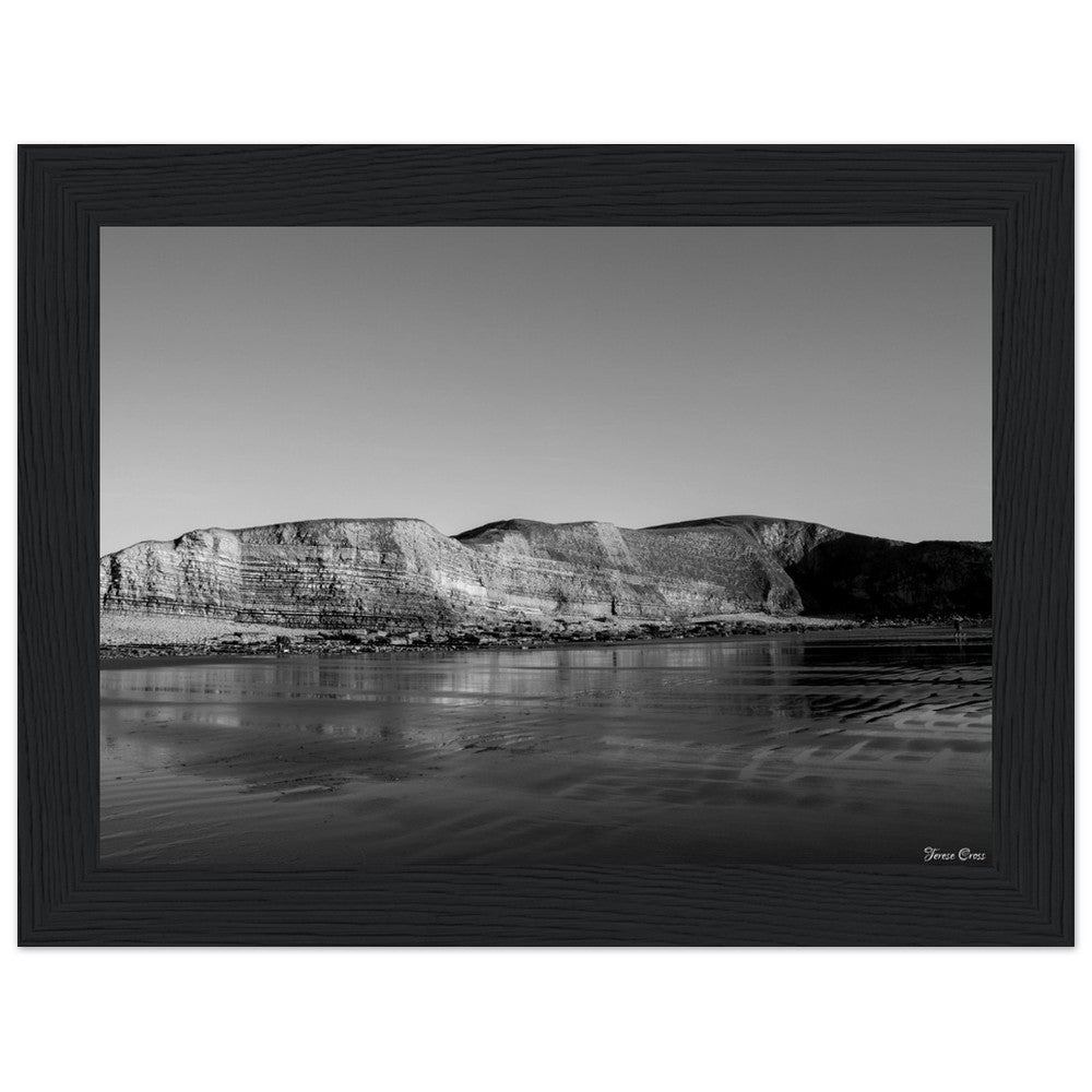 Natures Presentation - Mountains in Rhoose Wales UK - Premium Matte Paper Poster - Wooden Framed