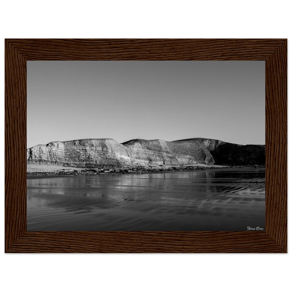 Natures Presentation - Mountains in Rhoose Wales UK - Premium Matte Paper Poster - Wooden Framed