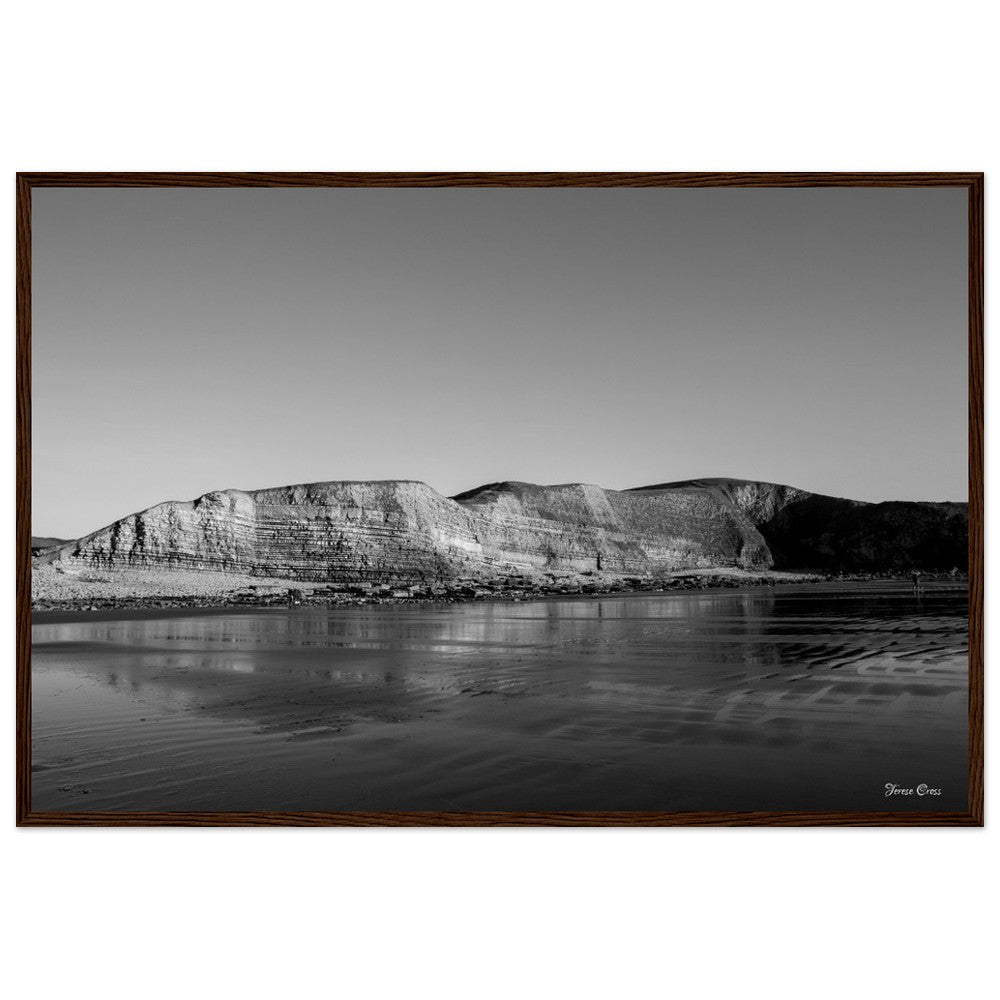 Natures Presentation - Mountains in Rhoose Wales UK - Premium Matte Paper Poster - Wooden Framed