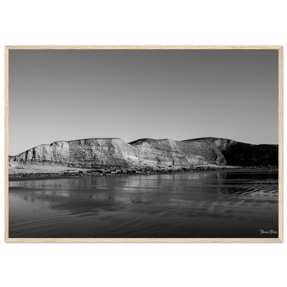 Natures Presentation - Mountains in Rhoose Wales UK - Premium Matte Paper Poster - Wooden Framed