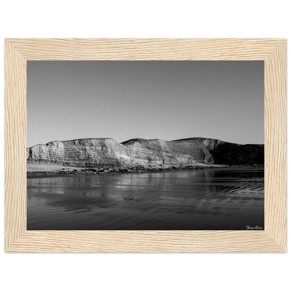 Natures Presentation - Mountains in Rhoose Wales UK - Premium Matte Paper Poster - Wooden Framed